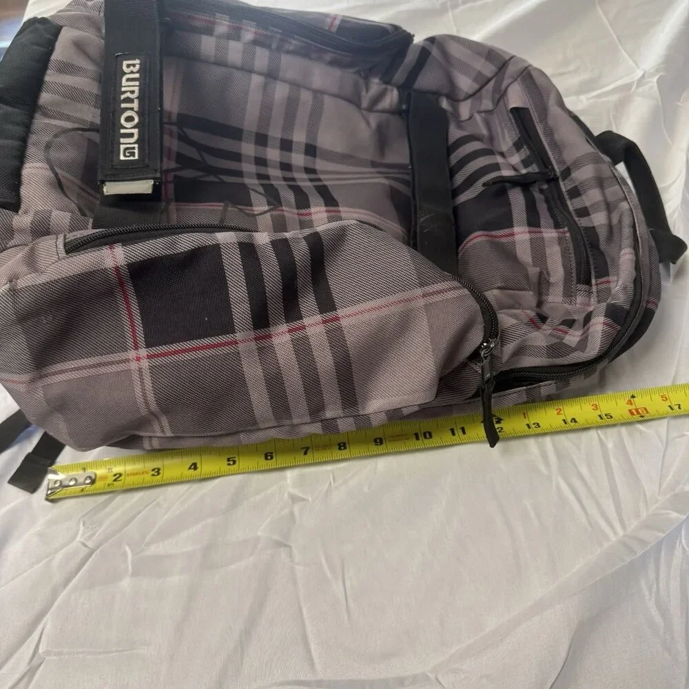 VintageBurton Metalhead Grey Brown Plaid 26L Backpack Adjustable Insulated Side